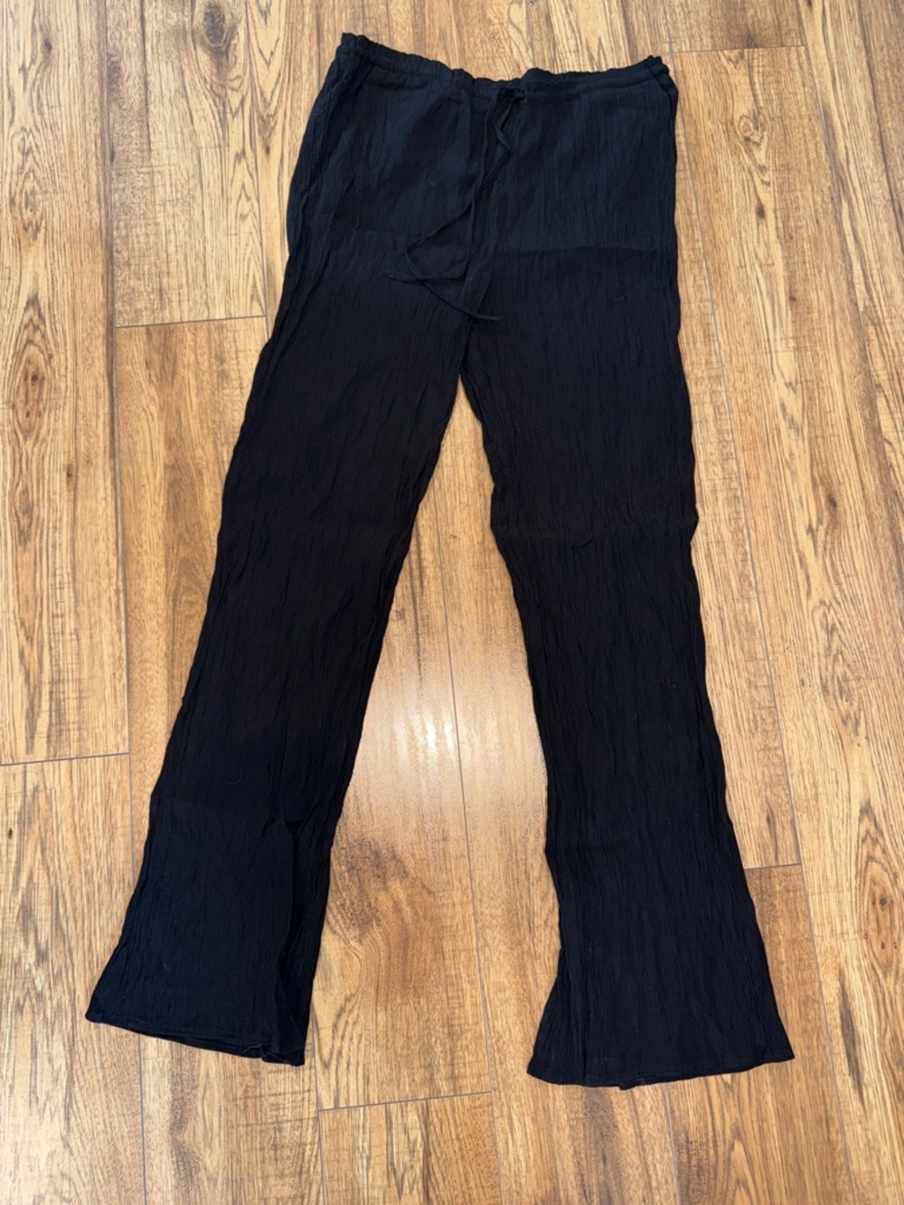 Zara Black Lightweight Drawstring Wide-Leg Pants